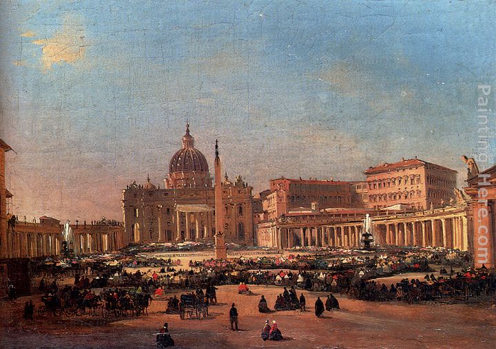 St. Peter's and the Vatican Palace, Rome painting - Ippolito Caffi St. Peter's and the Vatican Palace, Rome art painting